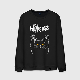 Мужской свитшот хлопок с принтом Blink 182 rock cat в Кировске, 100% хлопок |  | 
