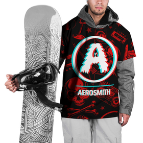 Накидка на куртку 3D с принтом Aerosmith rock glitch в Тюмени, 100% полиэстер |  | 