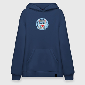 Худи SuperOversize хлопок с принтом Мультяшный котёнок с сердцем в Кировске, 70% хлопок, 30% полиэстер, мягкий начес внутри | карман-кенгуру, эластичная резинка на манжетах и по нижней кромке, двухслойный капюшон
 | 