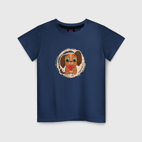 Детская футболка хлопок с принтом Мультяшный спаниель с сердцем в Санкт-Петербурге, 100% хлопок | круглый вырез горловины, полуприлегающий силуэт, длина до линии бедер | Тематика изображения на принте: 