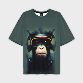 Мужская футболка OVERSIZE 3D с принтом Кибер обезьяна в Тюмени,  |  | 