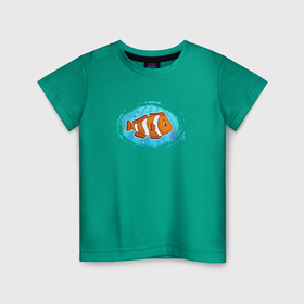 Детская футболка хлопок с принтом Мультяшная рыба клоун , 100% хлопок | круглый вырез горловины, полуприлегающий силуэт, длина до линии бедер | 