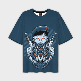 Мужская футболка OVERSIZE 3D с принтом Киборг   парень с мечами ,  |  | 