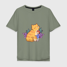 Мужская футболка хлопок Oversize с принтом Мой любимый рыжий кот в Тюмени, 100% хлопок | свободный крой, круглый ворот, “спинка” длиннее передней части | 