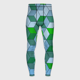 Мужские тайтсы 3D с принтом Зелёные и серые абстрактные кубы с оптической иллюзии в Белгороде,  |  | 