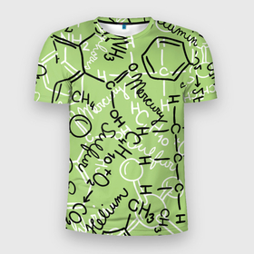 Мужская футболка 3D Slim с принтом Химия в хаосе в Новосибирске, 100% полиэстер с улучшенными характеристиками | приталенный силуэт, круглая горловина, широкие плечи, сужается к линии бедра | 