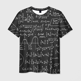 Мужская футболка 3D с принтом Геометрические формулы , 100% полиэфир | прямой крой, круглый вырез горловины, длина до линии бедер | 