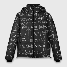 Мужская зимняя куртка 3D с принтом Геометрические формулы в Новосибирске, верх — 100% полиэстер; подкладка — 100% полиэстер; утеплитель — 100% полиэстер | длина ниже бедра, свободный силуэт Оверсайз. Есть воротник-стойка, отстегивающийся капюшон и ветрозащитная планка. 

Боковые карманы с листочкой на кнопках и внутренний карман на молнии. | Тематика изображения на принте: 