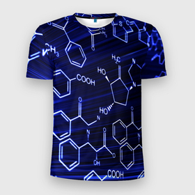 Мужская футболка 3D Slim с принтом Графическая химия в Белгороде, 100% полиэстер с улучшенными характеристиками | приталенный силуэт, круглая горловина, широкие плечи, сужается к линии бедра | 