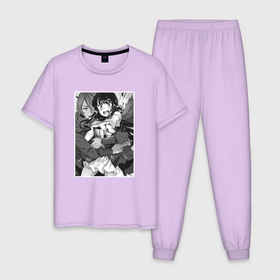 Мужская пижама хлопок с принтом Ева Риз и Кэяру в Тюмени, 100% хлопок | брюки и футболка прямого кроя, без карманов, на брюках мягкая резинка на поясе и по низу штанин
 | 