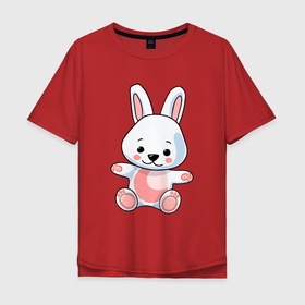 Мужская футболка хлопок Oversize с принтом Кролик твой в Тюмени, 100% хлопок | свободный крой, круглый ворот, “спинка” длиннее передней части | 