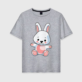 Женская футболка хлопок Oversize с принтом Кролик твой в Тюмени, 100% хлопок | свободный крой, круглый ворот, спущенный рукав, длина до линии бедер
 | 