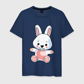 Мужская футболка хлопок с принтом Кролик твой в Тюмени, 100% хлопок | прямой крой, круглый вырез горловины, длина до линии бедер, слегка спущенное плечо. | 