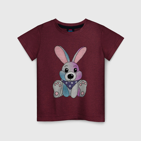 Детская футболка хлопок с принтом кролик на новый год в Курске, 100% хлопок | круглый вырез горловины, полуприлегающий силуэт, длина до линии бедер | 
