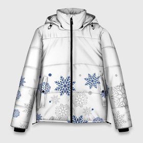 Мужская зимняя куртка 3D с принтом Новогодние Снежинки   Белый в Новосибирске, верх — 100% полиэстер; подкладка — 100% полиэстер; утеплитель — 100% полиэстер | длина ниже бедра, свободный силуэт Оверсайз. Есть воротник-стойка, отстегивающийся капюшон и ветрозащитная планка. 

Боковые карманы с листочкой на кнопках и внутренний карман на молнии. | 