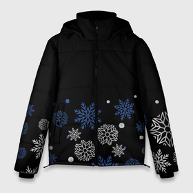 Мужская зимняя куртка 3D с принтом Снежинки   Новогодние в Новосибирске, верх — 100% полиэстер; подкладка — 100% полиэстер; утеплитель — 100% полиэстер | длина ниже бедра, свободный силуэт Оверсайз. Есть воротник-стойка, отстегивающийся капюшон и ветрозащитная планка. 

Боковые карманы с листочкой на кнопках и внутренний карман на молнии. | 