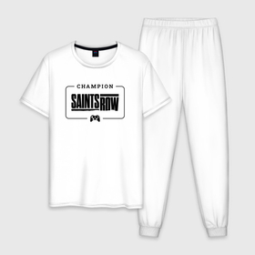 Мужская пижама хлопок с принтом Saints Row gaming champion: рамка с лого и джойстиком в Белгороде, 100% хлопок | брюки и футболка прямого кроя, без карманов, на брюках мягкая резинка на поясе и по низу штанин
 | 