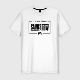 Мужская футболка хлопок Slim с принтом Saints Row gaming champion: рамка с лого и джойстиком , 92% хлопок, 8% лайкра | приталенный силуэт, круглый вырез ворота, длина до линии бедра, короткий рукав | 