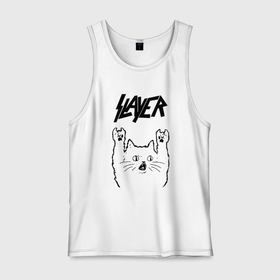 Мужская майка хлопок с принтом Slayer   rock cat в Санкт-Петербурге, 100% хлопок |  | Тематика изображения на принте: 