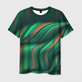 Мужская футболка 3D с принтом Абстрактные объёмные полосы в Белгороде, 100% полиэфир | прямой крой, круглый вырез горловины, длина до линии бедер | 
