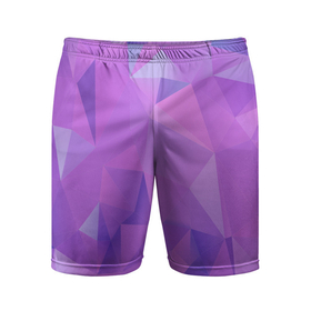Мужские шорты спортивные с принтом Абстракция:сиреневые и фиолетовые геометрические фигуры в Тюмени,  |  | 