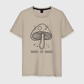 Мужская футболка хлопок с принтом Мухомор сделан из магии в Курске, 100% хлопок | прямой крой, круглый вырез горловины, длина до линии бедер, слегка спущенное плечо. | 