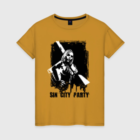 Женская футболка хлопок с принтом Девушка с ружьём в Курске, 100% хлопок | прямой крой, круглый вырез горловины, длина до линии бедер, слегка спущенное плечо | 