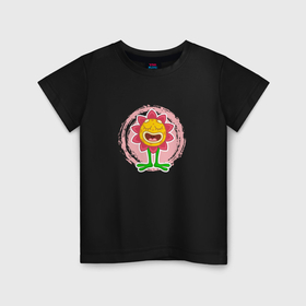 Детская футболка хлопок с принтом Мультяшный поющий цветок в Кировске, 100% хлопок | круглый вырез горловины, полуприлегающий силуэт, длина до линии бедер | Тематика изображения на принте: 
