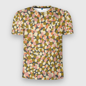 Мужская футболка 3D Slim с принтом Оливье салат, абстрактный паттерн в Петрозаводске, 100% полиэстер с улучшенными характеристиками | приталенный силуэт, круглая горловина, широкие плечи, сужается к линии бедра | 