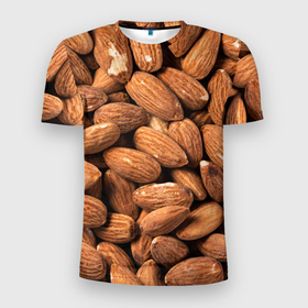 Мужская футболка 3D Slim с принтом Миндальные орешки в Петрозаводске, 100% полиэстер с улучшенными характеристиками | приталенный силуэт, круглая горловина, широкие плечи, сужается к линии бедра | Тематика изображения на принте: 