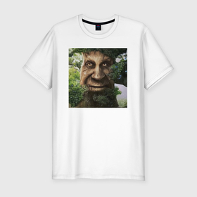 Мужская футболка хлопок Slim с принтом Wise Mystical Tree в Кировске, 92% хлопок, 8% лайкра | приталенный силуэт, круглый вырез ворота, длина до линии бедра, короткий рукав | 