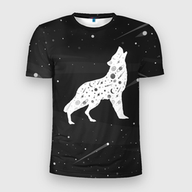Мужская футболка 3D Slim с принтом Созвездие волка , 100% полиэстер с улучшенными характеристиками | приталенный силуэт, круглая горловина, широкие плечи, сужается к линии бедра | 