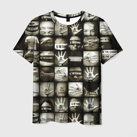 Мужская футболка 3D с принтом TFK Be the change   Remixes в Тюмени, 100% полиэфир | прямой крой, круглый вырез горловины, длина до линии бедер | 