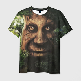 Мужская футболка 3D с принтом Дерево с лицом мем Мудрое дерево , 100% полиэфир | прямой крой, круглый вырез горловины, длина до линии бедер | Тематика изображения на принте: 