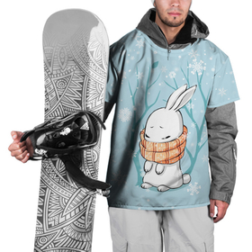 Накидка на куртку 3D с принтом Кролик в снеженом лесу в Белгороде, 100% полиэстер |  | Тематика изображения на принте: 