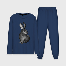 Мужская пижама хлопок (с лонгсливом) с принтом Черный кролик символ года 2023 в Петрозаводске,  |  | 