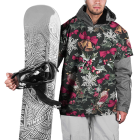 Накидка на куртку 3D с принтом Новый год колокольчики, птицы, снежинки в Белгороде, 100% полиэстер |  | Тематика изображения на принте: 