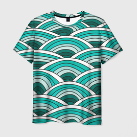 Мужская футболка 3D с принтом Зелёный окружные паттерны в Екатеринбурге, 100% полиэфир | прямой крой, круглый вырез горловины, длина до линии бедер | Тематика изображения на принте: 