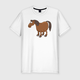 Мужская футболка хлопок Slim с принтом Забавный конь , 92% хлопок, 8% лайкра | приталенный силуэт, круглый вырез ворота, длина до линии бедра, короткий рукав | 