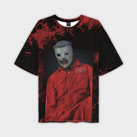 Мужская футболка OVERSIZE 3D с принтом Slipknot red  black в Курске,  |  | Тематика изображения на принте: 