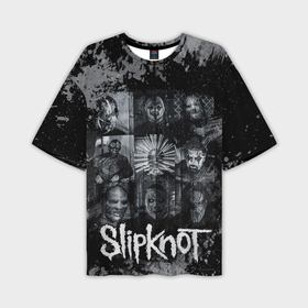 Мужская футболка OVERSIZE 3D с принтом Slipknot black  white style в Екатеринбурге,  |  | Тематика изображения на принте: 
