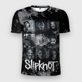 Мужская футболка 3D Slim с принтом Slipknot black  white style в Екатеринбурге, 100% полиэстер с улучшенными характеристиками | приталенный силуэт, круглая горловина, широкие плечи, сужается к линии бедра | 