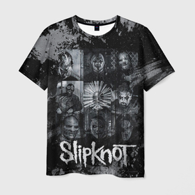Мужская футболка 3D с принтом Slipknot black  white style в Екатеринбурге, 100% полиэфир | прямой крой, круглый вырез горловины, длина до линии бедер | 