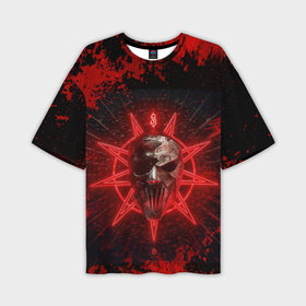 Мужская футболка OVERSIZE 3D с принтом Slipknot red satan star в Новосибирске,  |  | 