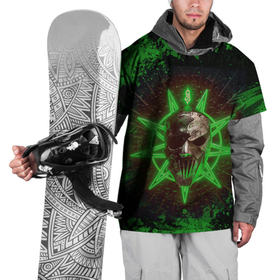 Накидка на куртку 3D с принтом Slipknot green star в Новосибирске, 100% полиэстер |  | 