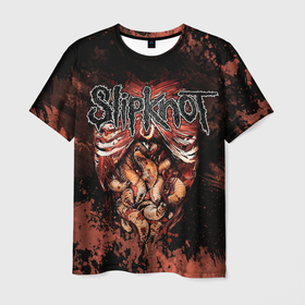 Мужская футболка 3D с принтом Slipknot horror в Рязани, 100% полиэфир | прямой крой, круглый вырез горловины, длина до линии бедер | 