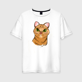 Женская футболка хлопок Oversize с принтом Котик Килька в Кировске, 100% хлопок | свободный крой, круглый ворот, спущенный рукав, длина до линии бедер
 | 