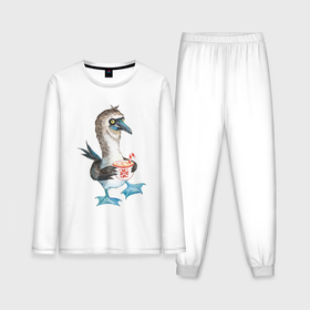 Мужская пижама хлопок (с лонгсливом) с принтом Новогодняя птица ,  |  | 