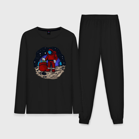 Мужская пижама хлопок (с лонгсливом) с принтом Санта космонавт в Кировске,  |  | 