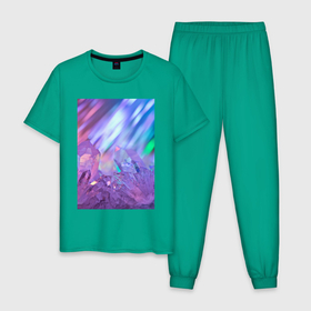 Мужская пижама хлопок с принтом Радужные кристаллы , 100% хлопок | брюки и футболка прямого кроя, без карманов, на брюках мягкая резинка на поясе и по низу штанин
 | Тематика изображения на принте: 